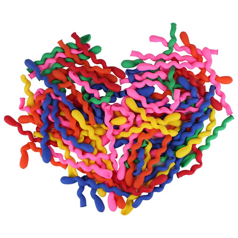 Jidukongjian Balloons, 100 Pieces, Birthday Gift, Engagement And Wedding Decoration, Decorative Setup Toy, Long Spiral Balloon + Pump
