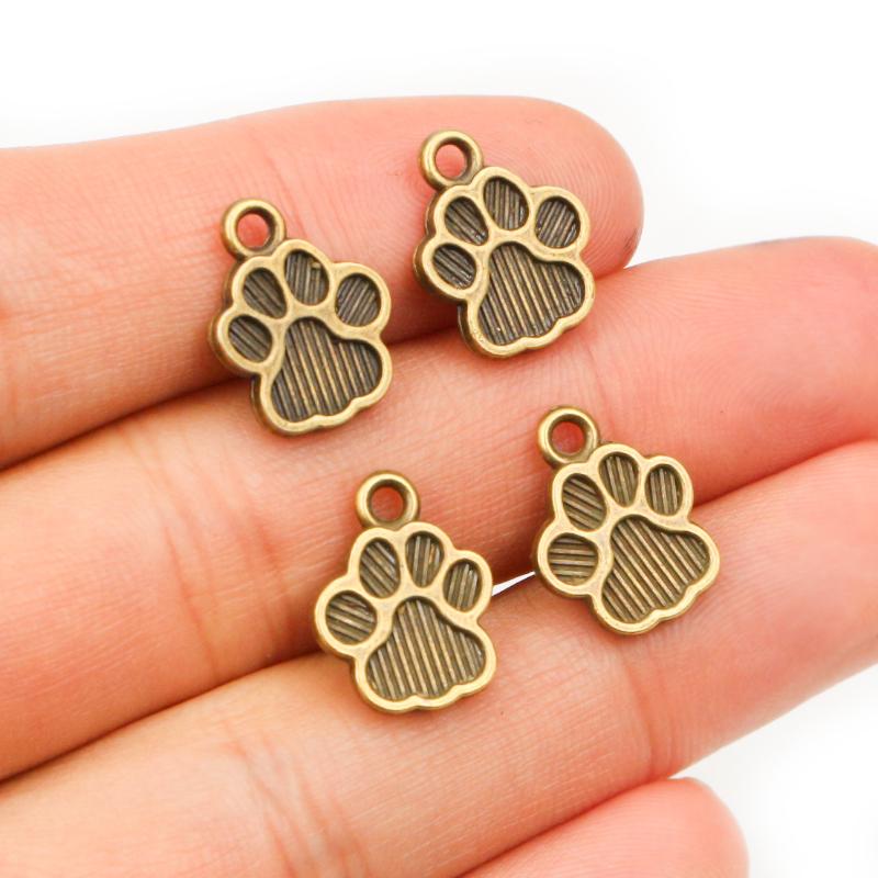 

40pcs 15x11mm Antique Silver Plated Bronze Cat Or Dog Footprint Handmade Charms Pendant DIY Jewelry Making Accessories бронзовый