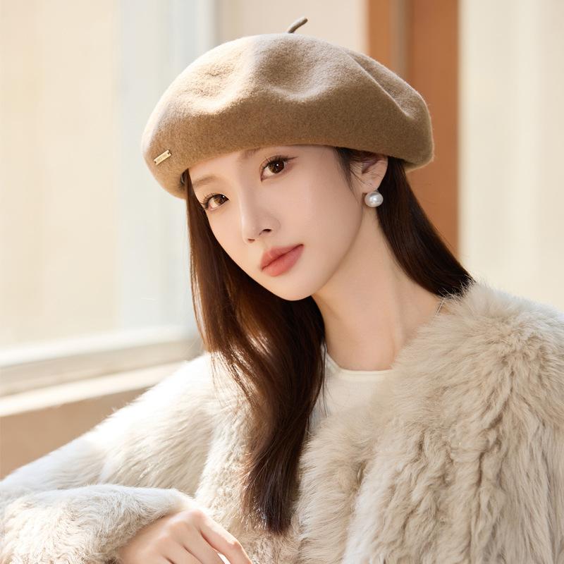 Wool Beret Women's Autumn and Winter Fashion Painter Hat Temperament Bud Hat Warm Pumpkin Hat
