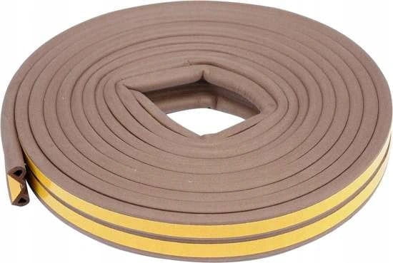 Rubber Seal for Windows and Doors, D Profile, 2x3 M, Brown