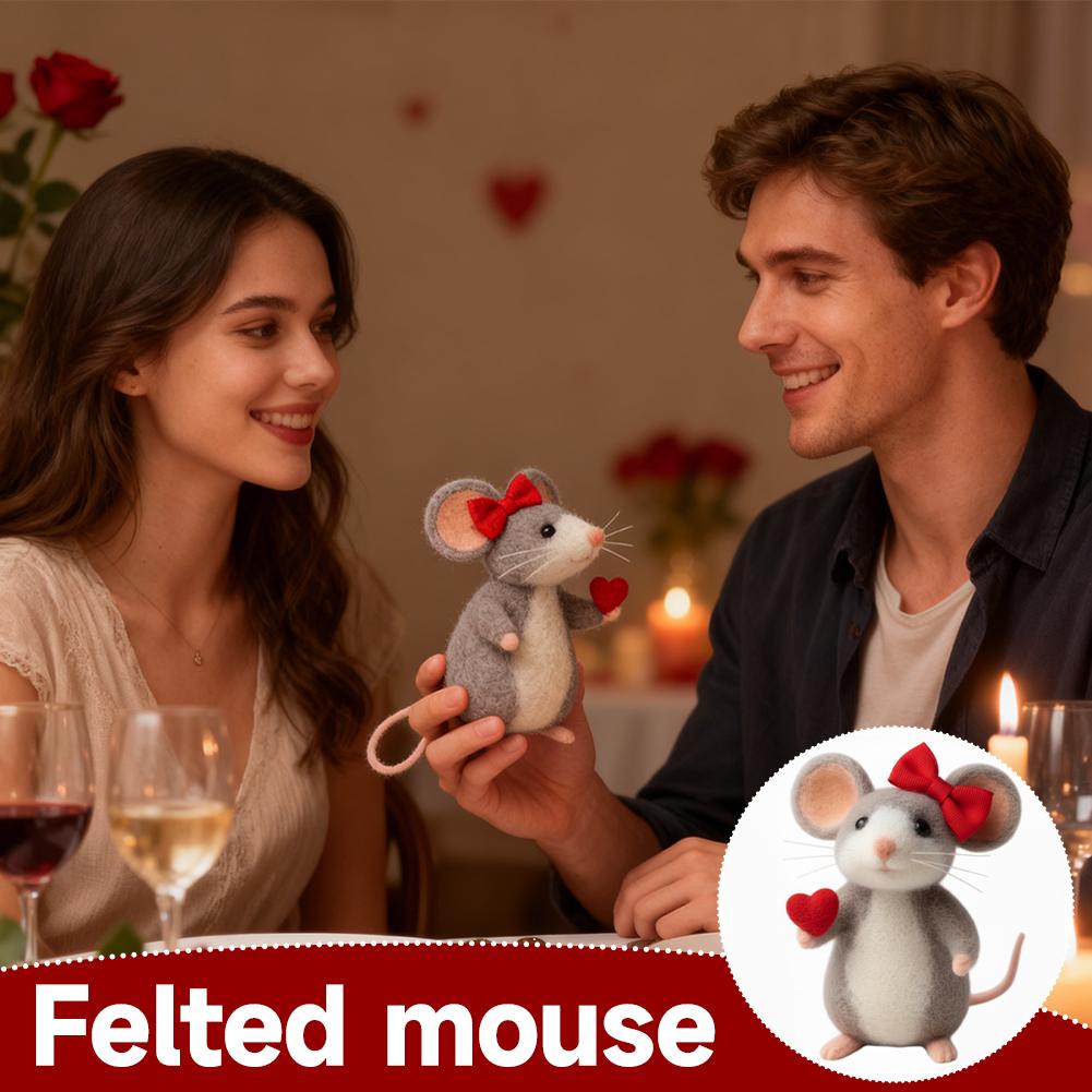 Christmas Mice Wool Felt Mouse Felt Animal Crafts Cute Mouse Tree Ornaments Winter Christmas Wool White Mouse Decor For Wedding