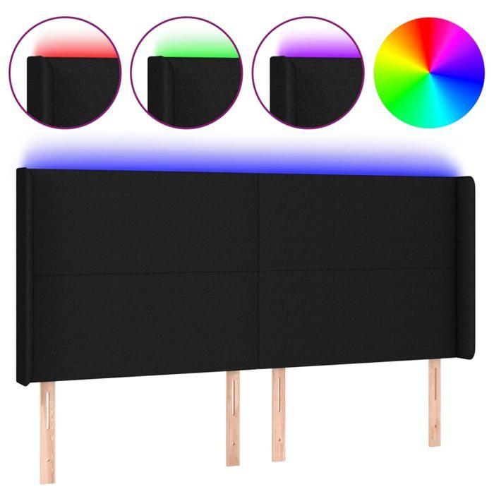 VidaXL Tête de Lit à LED Meuble de Chambre à Coucher Accessoire de Lit Double Tête de Cadre de Lit Intérieur Noir 3123792
