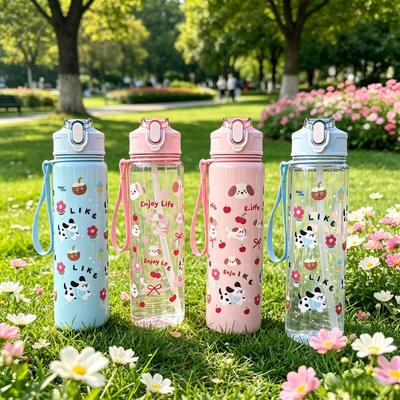 750ML Süße Vollprint Hundemuster Wasserflasche, Langlebig & Wiederverwendbar, Trendiges Süßes Design, Leicht für Laufen & Festival Geschenke