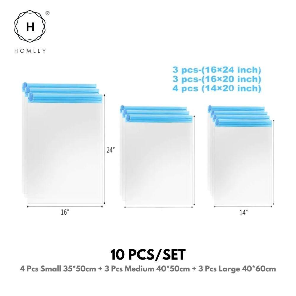 Homlly 10pcs Travel Roll-Up Compression Space Saver Bags - No Vacuum or Pump Needed