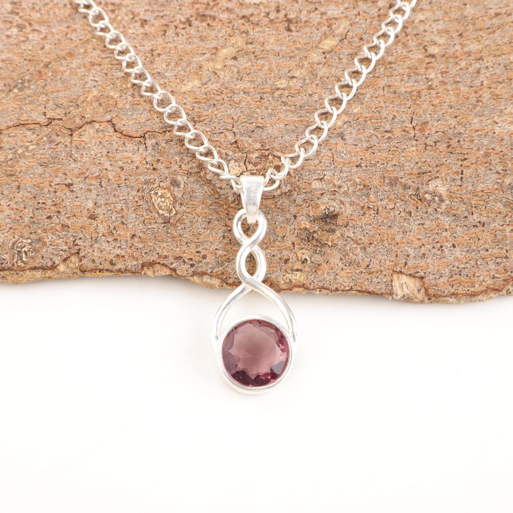 Rhodolit Ädelstenssmycken, Handgjort Silverhänge, 925 Massivt Sterlingsilverhänge För Mors Gåva