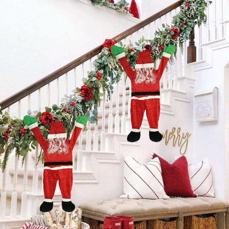 S/L Hanging Santa Claus Decoration Climbing Window Balcony Roof Chimney Climbing Santa Claus Christmas Party Outdoor Ornament