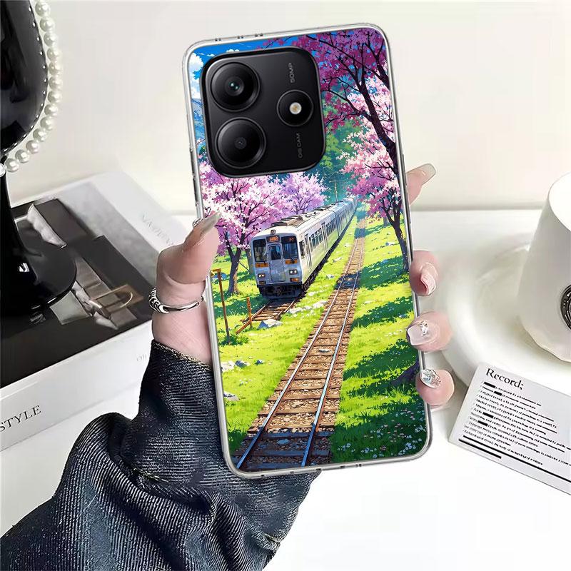 

Retro Japanese Sakura Train Soft Phone Case For Xiaomi Redmi Note 15 14 14S 13 12 Pro Plus 12S 11 11S 11E 10 10S 11T 5G Fundas C Redmi Note 10 4G