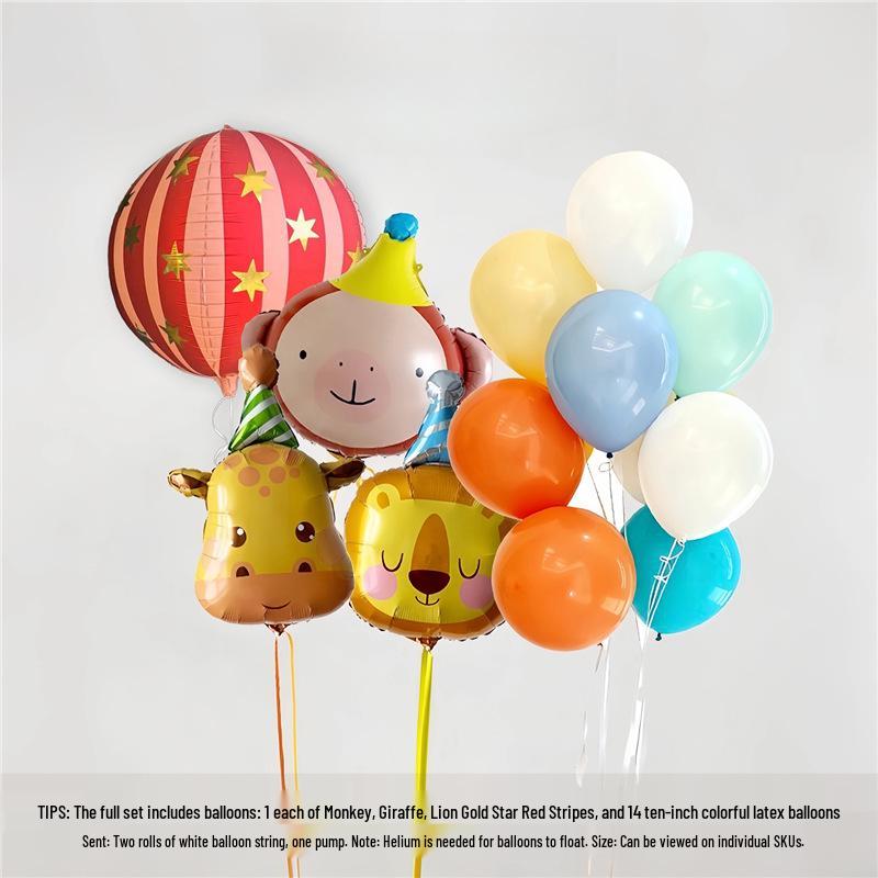 Cute Cartoon Animal Foil Balloons for Baby's First Birthday or Children's Festival Decorations