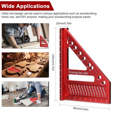Aluminum Alloy Multi Angle Measuring Ruler Woodworking Miter Trianglar-Ruler Utility Scribing Gauge Multifunctional Layout Measuring Tool for Engi
