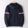 Trendy Preppy Style Colorful Narrow Goods Sleeve Men and Women Couple Knitting Cardigan Sweater Hooded Jacket Thick Coat