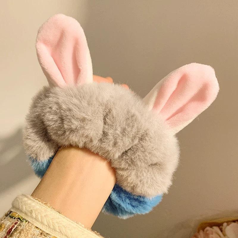 

Animal Hair Hoop Plush Cartoon Fox Rabbit Ears Large Intestine Plush Female Autumn/Winter Hair Rope Rubber Band 1PCS