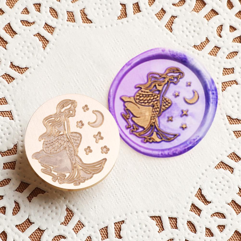 25mm Retro Round Marine Seal Wax Seal Stamp Head DIY Envelopes Stamps Replace Heads For Wedding Invitation Signature Kids Toy