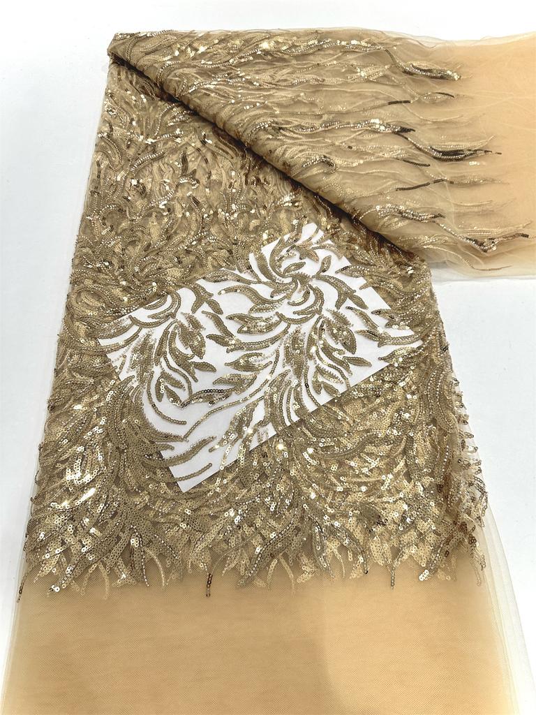 Wine Red African Beaded Lace Fabric Sequins Embroidery 2025 High Quality French Mesh Lace Fabrics for Women Designs Party Sewing