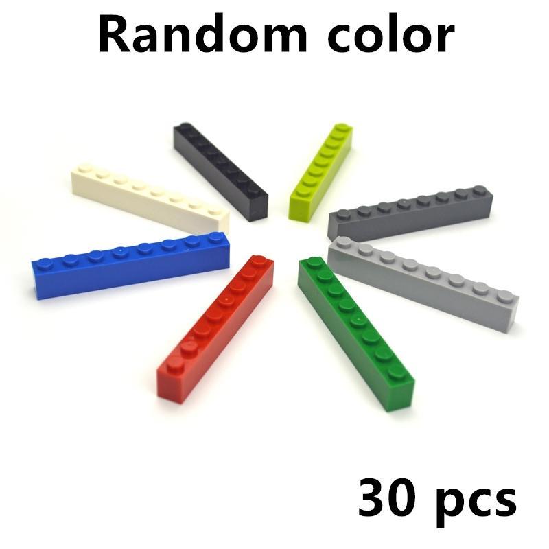 30Pcs Thick Building Bricks 1x8 Dots DIY Educational Construction Toys for Children