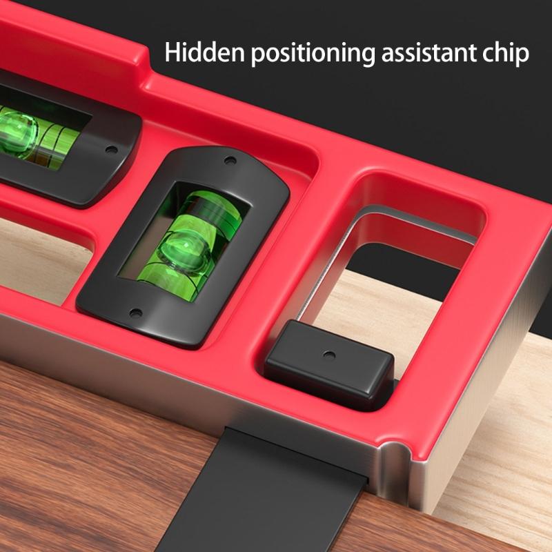 Multifunctional Steel Right Angles Hole Marking Ruler with Bubble Levels T Square Ruler For Woodworking Precise Measuring