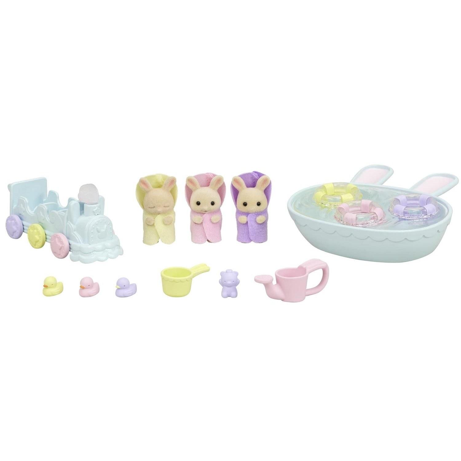 Sylvanian Families Doll Furniture Set Milk Rabbit Triplet Favorite Bath DF-22 ST Mark Certified 3 Years Older Toy Dollhouse EPOCH