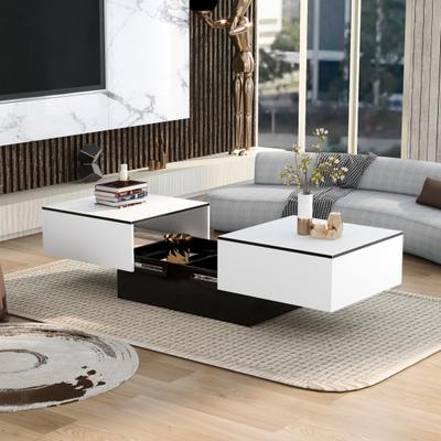 Living Room Sofa Table with Hidden Storage Compartment Space Saving Stable Structure Heavy Duty Multipurpose MDF Expandable Coffee Table