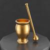 Brass Mortar and Pestle, Durable Grinding Bowl, Household, Random AntiSlip Pad S SET