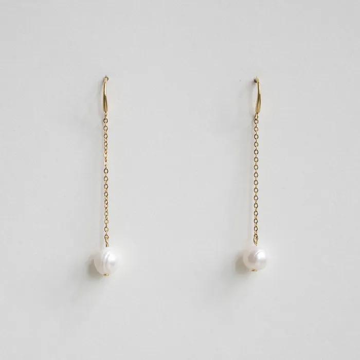 Freshwater pearl drop chain earring