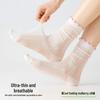 Women's Mulberry Silk Ruffle Lace Mid-Calf Summer Socks - Cool, Breathable, Thin Postpartum Comfort