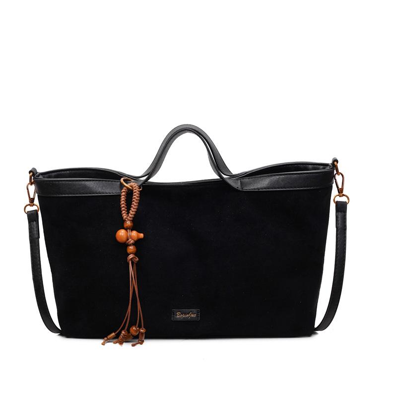 

Осенняя корейская ретро замшевая сумка-тоут - женская винтажная сумка через плечо