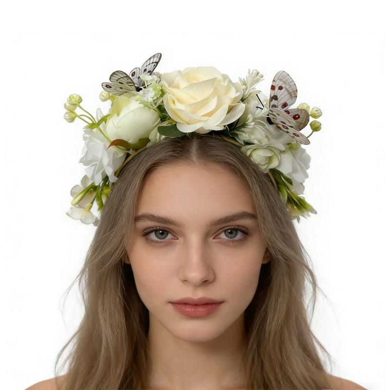 Elegant Floral Butterfly Headband For Women Soft Fabric Hair Accessory For Weddings Parties And Outdoor Event