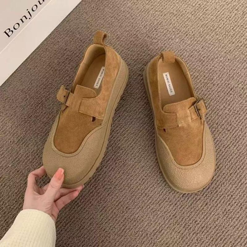 

heightened platform single shoes women s autumn models retro art college style one pedal matte leather 35 абрикосовый