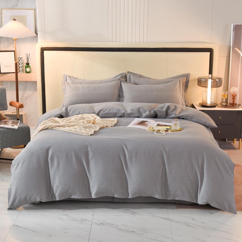 Thickened Brushed Pure Cotton Autumn/Winter Bedding Set - All-Season Universal (Four-Piece & Three-Piece Options)