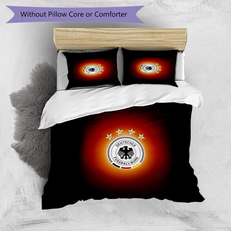 Germany National Football Team Pattern Printed 3PCS Bedding Set Soft Skin-Friendly Washable Duvet Cover & Pillowcases Set All Season Bedroom