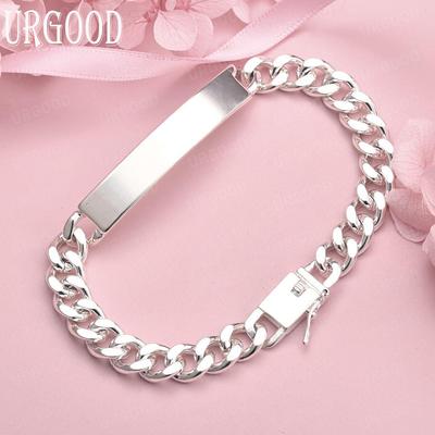 925 Sterling Silver 8mm Smooth Side Bracelet Fashion Wedding Jewelry