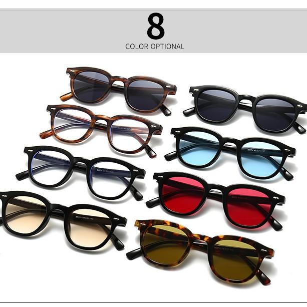 Fashion Anti-Blu-Ray Round Women Glasses Frame Retro Sunglasses Rivets Decoration Optical Men Orange Eyeglasses