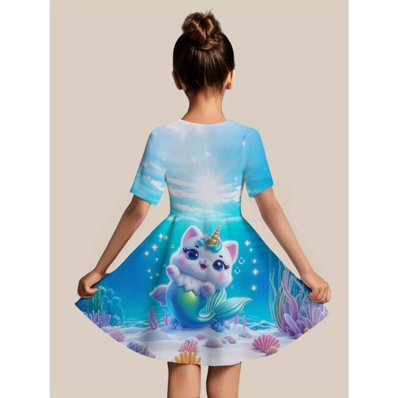 Girls' Princess Dress with Short Sleeves & Oversized - Lightweight Spring Summer Dress,