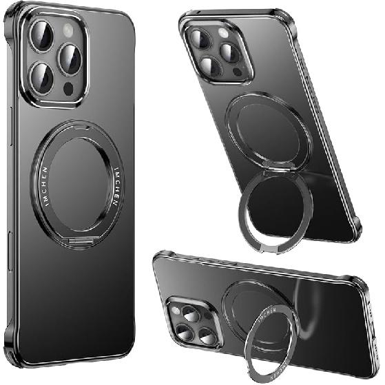 IMCHEN for iPhone 16 Pro Max Case - Magnetic 360° Rotatable Ring Stand, Metal Military-Grade Protection, Desert