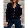 Women V Neck Slim Fit Thick Knit Cardigan Casual Sweater Outerwear