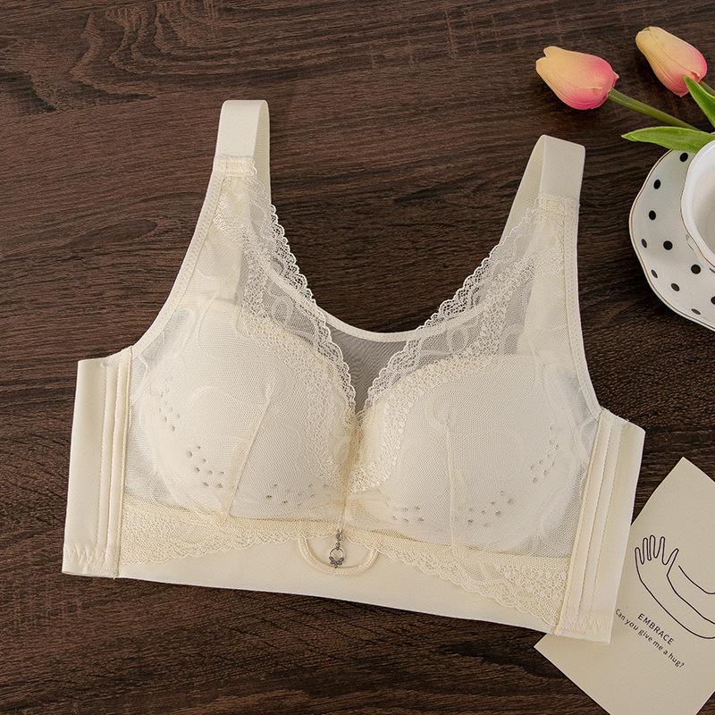 

Full cup large size light and breathable hole cup bra gathered anti-light large chest small adjustment type 44/100CD перлина білого кольору