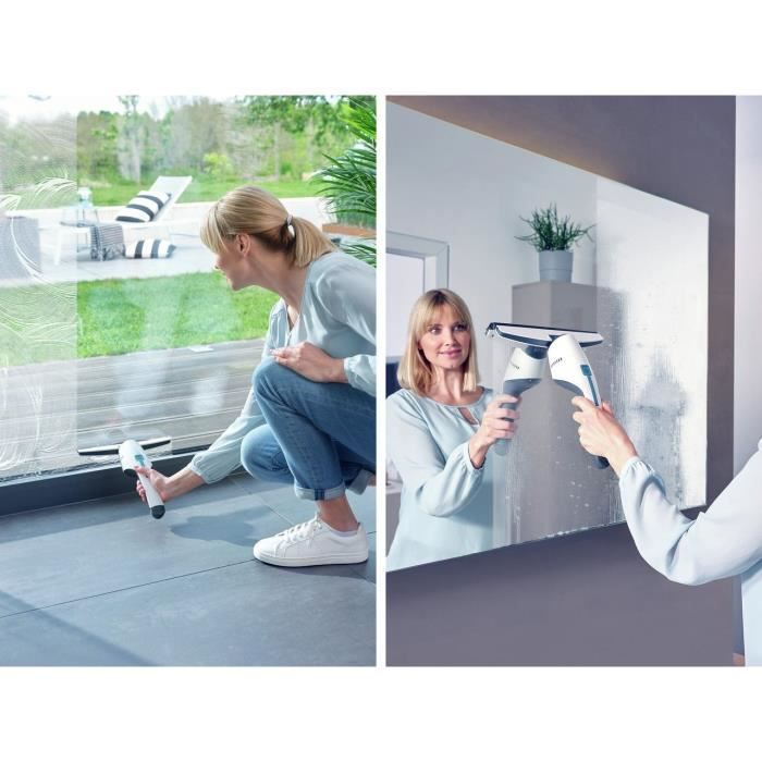 Leifheit Nemo 51035 Window and Bathroom Vacuum Cleaner, Electric Window Cleaner with Waterproof Housing and Wall Mount, White