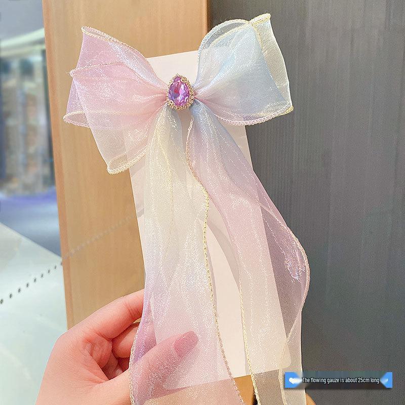 Rainbow Bow Braided Hair Clip for Girls - Cute Hair Accessory with Ribbon Hairpin