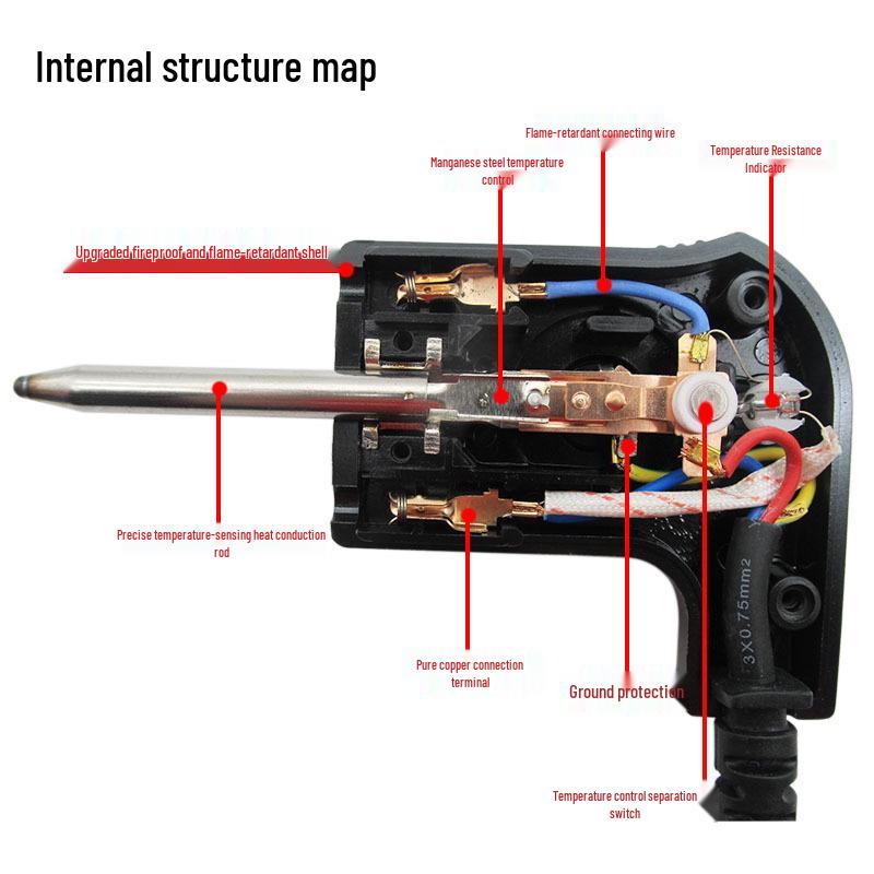 Universal Electric Wok Grill Pot with Thickened Pure Copper Temperature Control & Two-Hole Plug