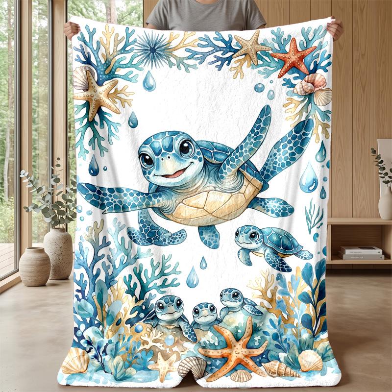 Ocean Life Adventure 5 Theme Blanket Lightweight Warm Flannel Blanket Decorative Throw Blanket for Home Decoration
