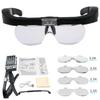 Meichoon Head-Mounted Magnifying Glasses, USB Rechargeable, with 2 LED Lights, 1.5X, 2.5X, 3.5X, 5X Adjustable Lenses, 4 Lenses for Close Work