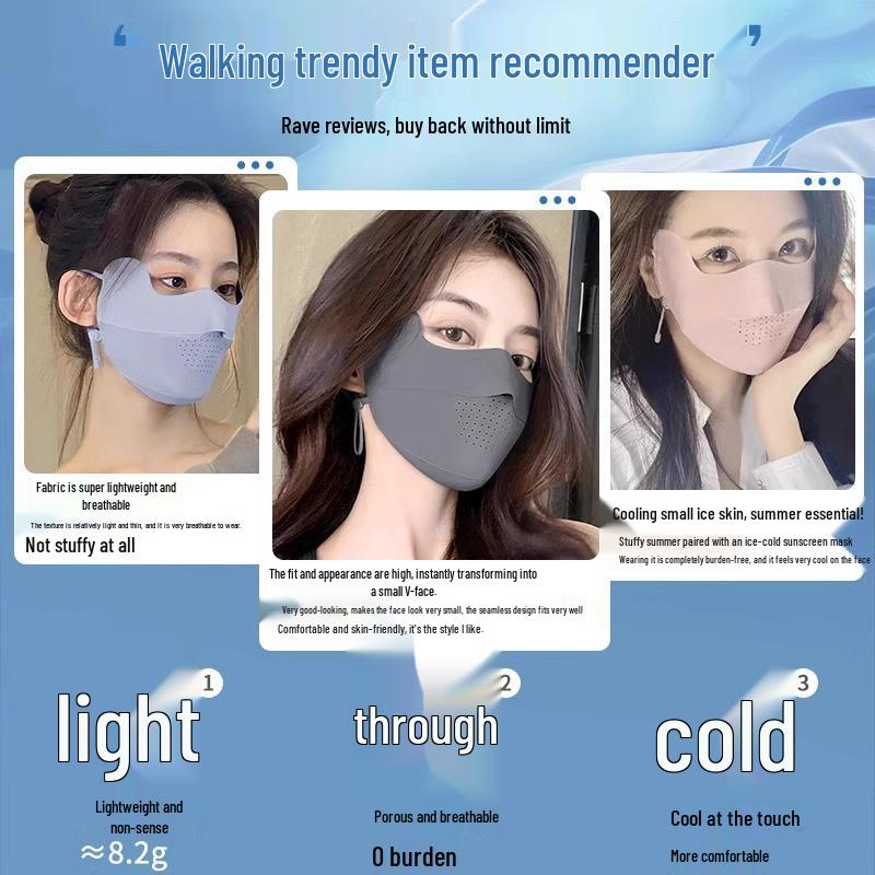 Women's Anti-UV Ice Silk Sunshade Full Face Mask