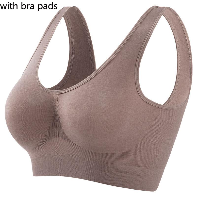 Soutien-gorge de sport de couleur unie pour femme, grande taille, anneau non en acier, froncé, section fine, avec sous-vêtement rembourré sexy