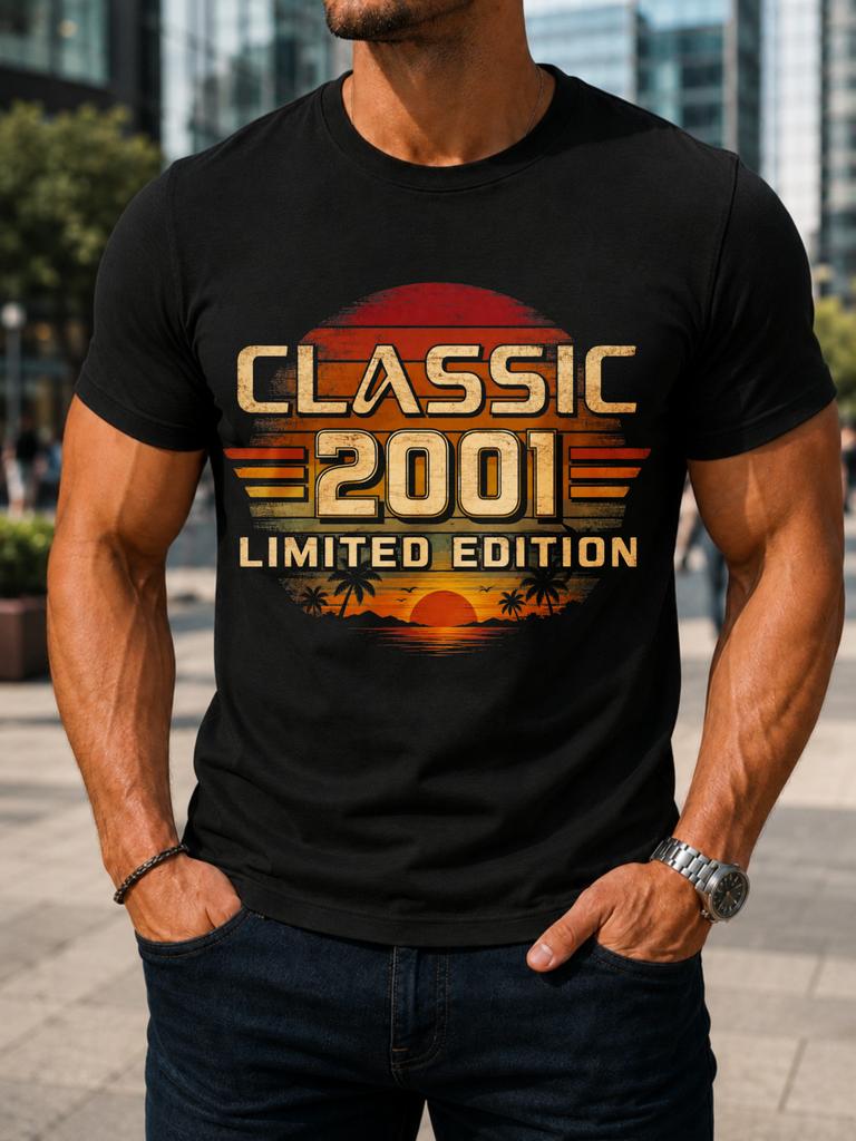 Classic 2001 Limited Edition Lettering Retro Sunset Palms And Distressed Birthday Year Style Unisex Unisex All Tshirt