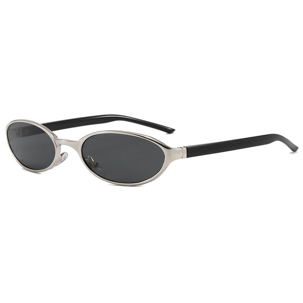 Small Frame Sunglasses Y2k Retro Narrow Sunglasses Metal Frame Sunglasses Comfortable For Traveling Party Gathering Daily серебряный серый