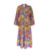 Women's long-sleeved V-neck bohemian print long dress