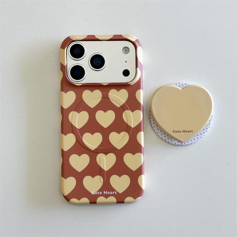 

Korean Style Heart Magnetic Stand Case for iPhone 17/16 Pro Max/15 Pro 16 Pro Max