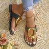 Fashion Luxury Golden Buckle Heeled Flip Flops Woman Summer Elegant Square Toe Thong Slipper  Ladies Brand Design Evening Party Shoes