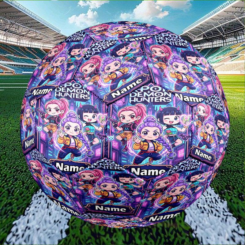 Custom Name Personalized Kpop Demon Hunter Print Size 5 Soccer Ball Training & Match Football, for Team, Kicking, Gift for Football Enthusiasts