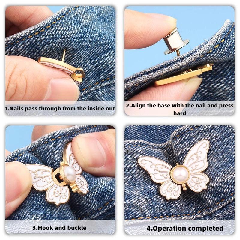 1Pc Seamless Adjustable Waist Extension Button - Removable Spring Snap for Faux Denim Clothing Extender For Women & Men