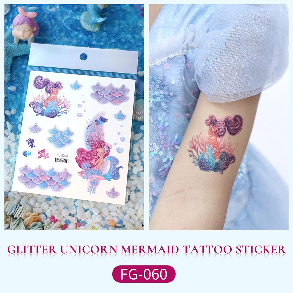 Children's Glitter Mermaid & Unicorn Waterproof Tattoo Stickers